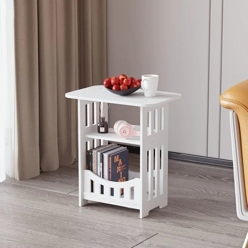 Modern Nordic Storage Side Table Small Coffee Table Bedside Cabinet Mini End Table Nightstand for Living Room Bedroom Furniture