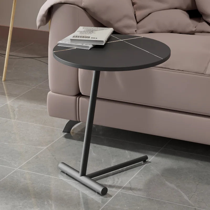 Modern Living Room Furniture Household Rock Plate Iron Art Small Tea Coffee Table Creative Bedroom Sofa Round Table Side Cabinet
