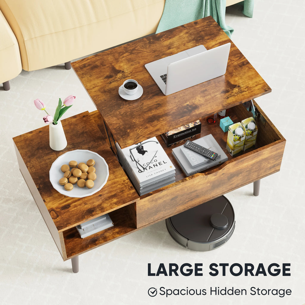 Stylish Simple Living Room Lifting Coffee Table Coffee Table Easy To Assemble Multiple Storage Compartments Home Storage Cabinet Wood Grain Cabinet