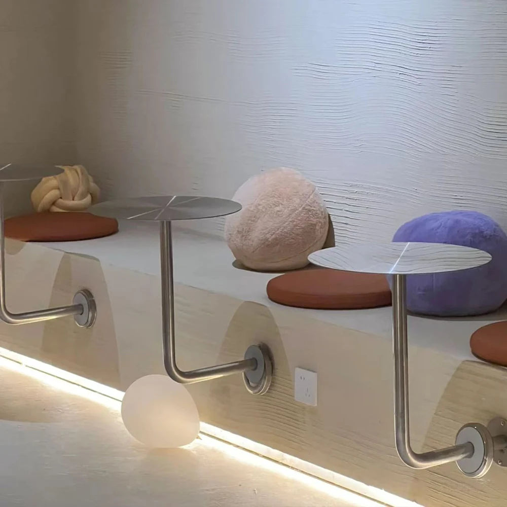 Modern Wall Mounted Round Dining Table Iron Space Saving Bistro Coffee Table for Small Apartment Milk Tea Shop Furniture